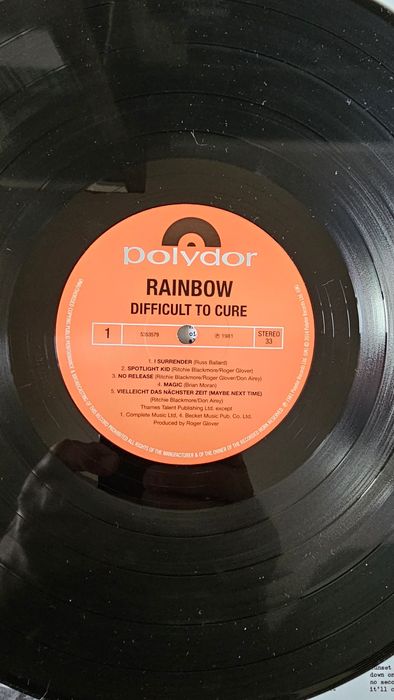 Продается виниловая пластинка RAINBOW DIFFICULT TO CURE 1981 г.