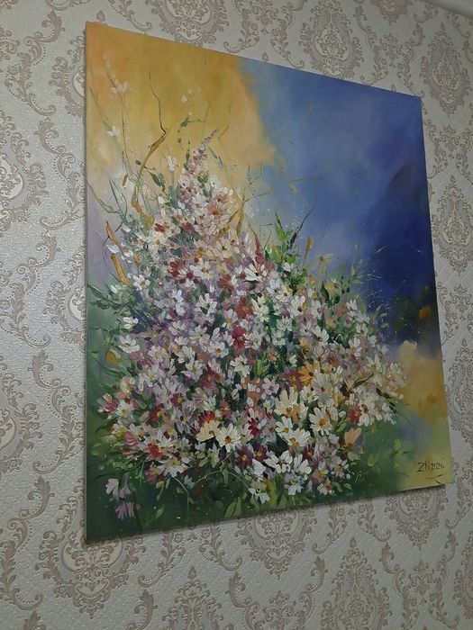 Картина маслом "Ромашки"