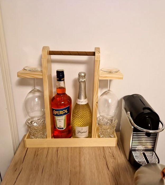 Suport sticla vin și pahare