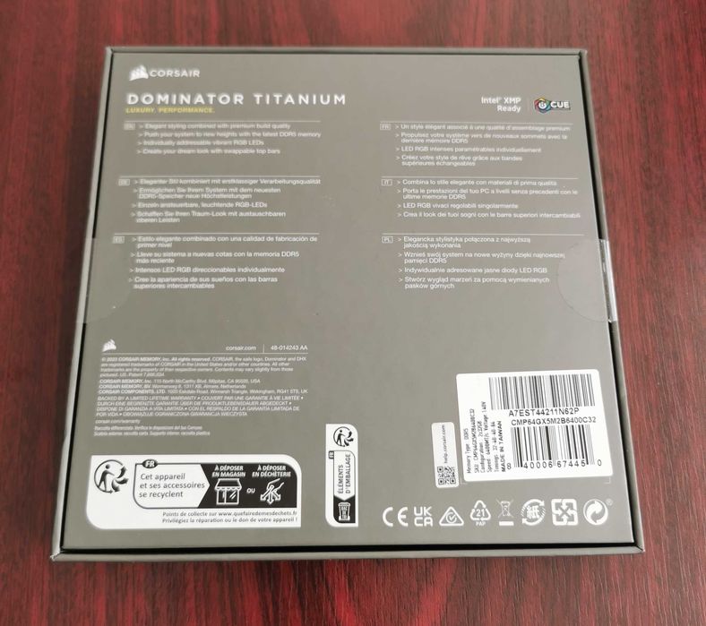 Corsair Dominator Titanium 64 GB DDR5 6400 MHz CL32 (produs nou)