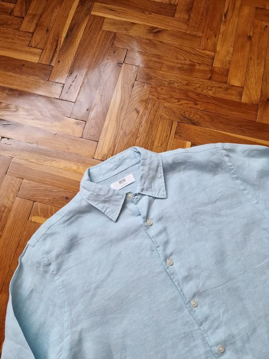 Страхотна мъжка ленена риза UNIQLO , 100% лен , размер S