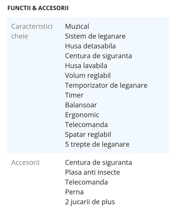 Leagan si balansoar electric pentru bebelusi