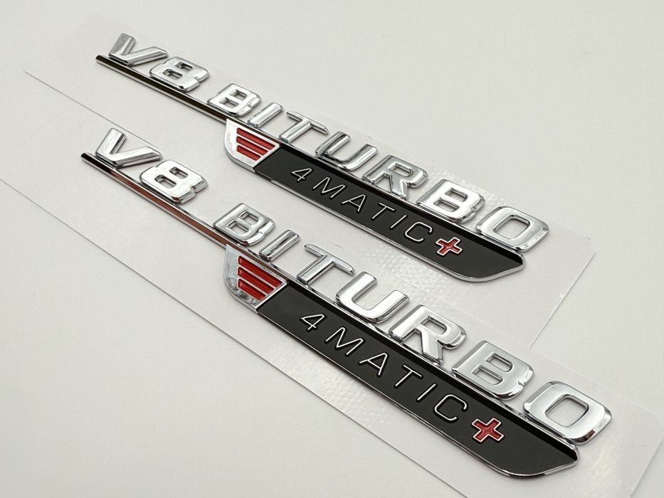 Set Embleme Mercedes V8 biturbo 4Matic+ crom NOU