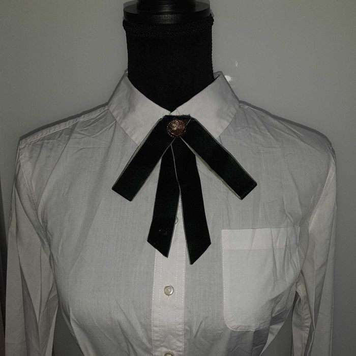 Brosa catifea verde funda Meli Melo fundă gât guler office