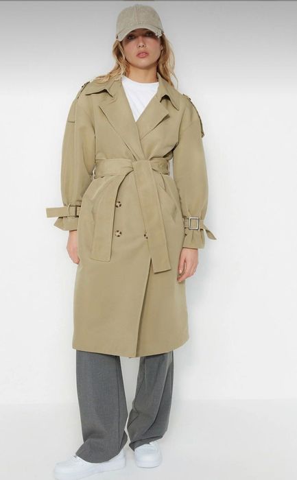 Trench nou, marimea 34, kaki deschis, supradimensionat