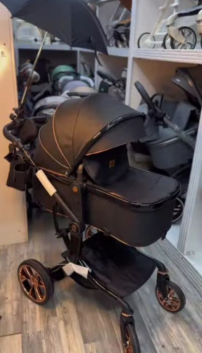 Коляска трансформер New lux  2 в1 кожанный зима-лето