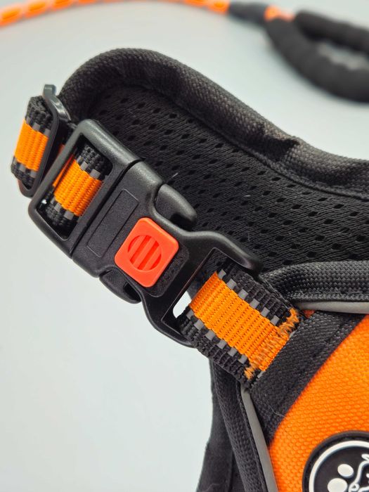 Нагръдник за куче No-Pull,оранжев, с комплект аксесоари за кола, M