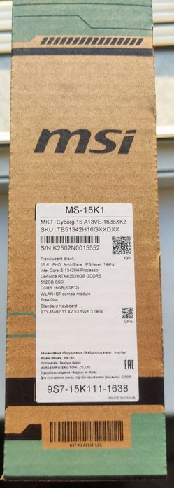 Новый MSI Cyborg 15 / RTX 4050 / Windows 11 лицензия