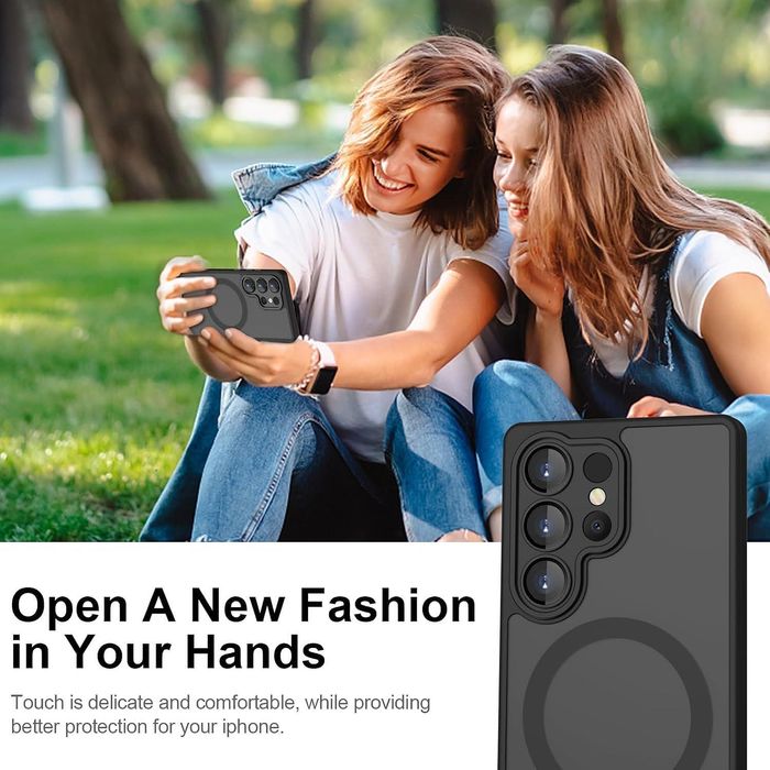 Матов magsafe кейс за samsung galaxy s26 ultra - черен - със защита на