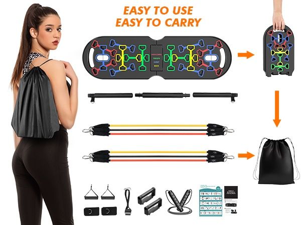 Мултифункционална Фитнес Дъска за лицеви опори с Ластици и Лост