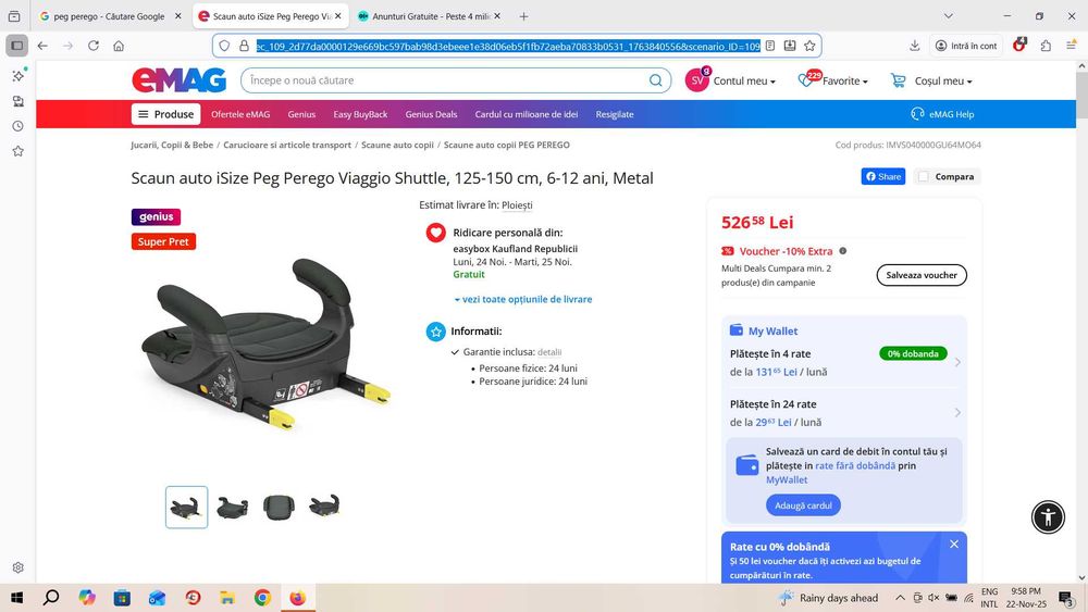 Scaun inaltator auto copii Peg Perego, 125-150 cm, 6-12 ani