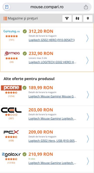Mouse Gaming Logitech G502 Hero 25K DPI Nou