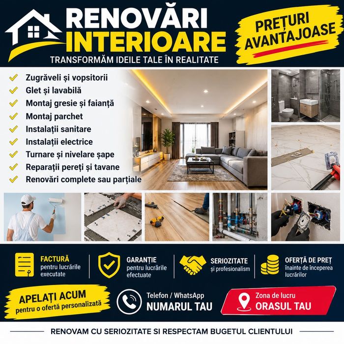 RENOVĂRI INTERIOARE preturi avantajoase | factura  garantie , Bucuresti Ilfov