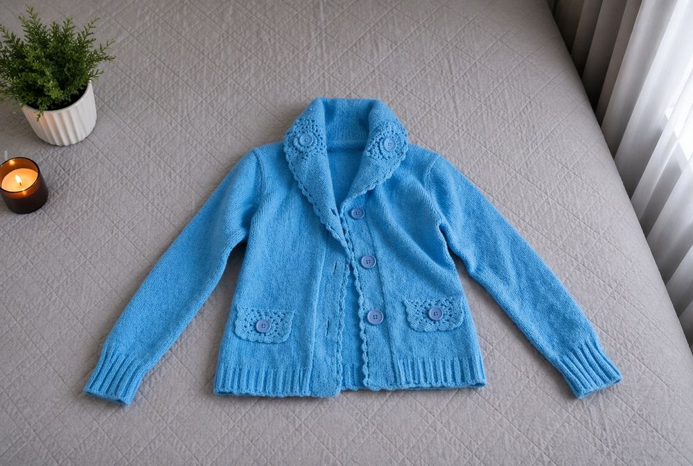 Свитер кофта шерстяная голубой