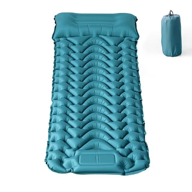 Saltea Gonflabila Camping cu Pompa Picior 193x68x8cm Albastru Noua