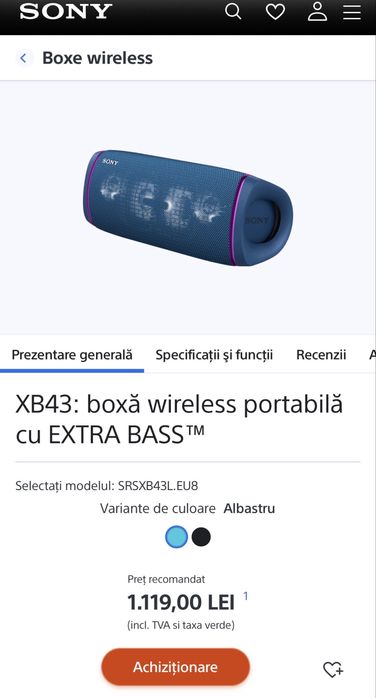 Boxa Sony bluetooth waterproof SRS-XB43