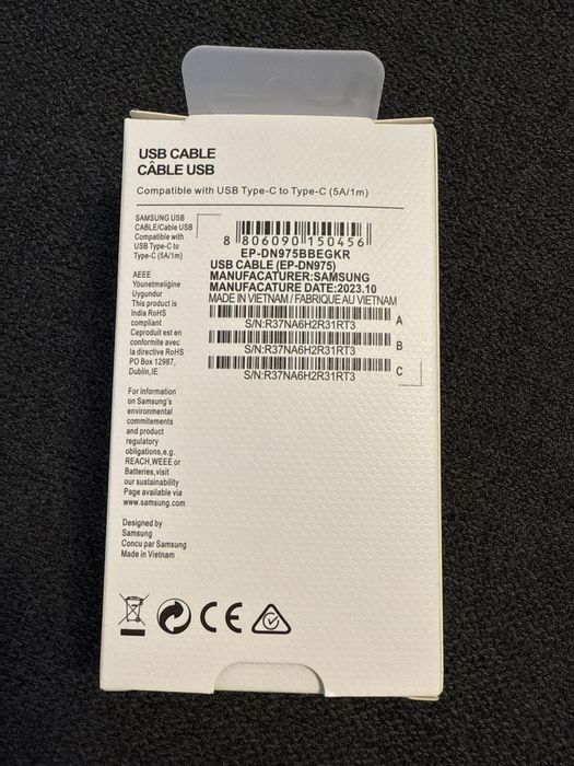 Cablu de date Samsung original USB C (5A) model EP-DN975, NOU