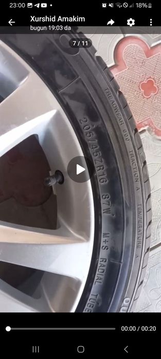 205/45 Z R16 Diska yangi balon sotiladi buxoro vil. Vobkent tum.