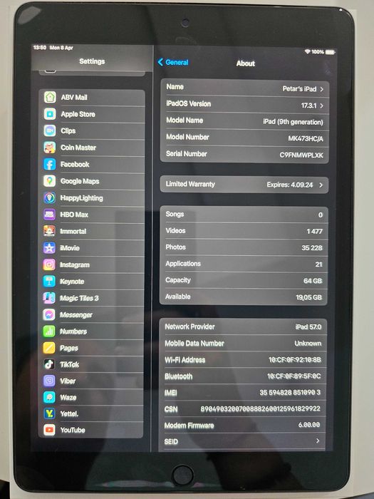Apple iPad 10.2 (2021) Wi Fi + Cellular
