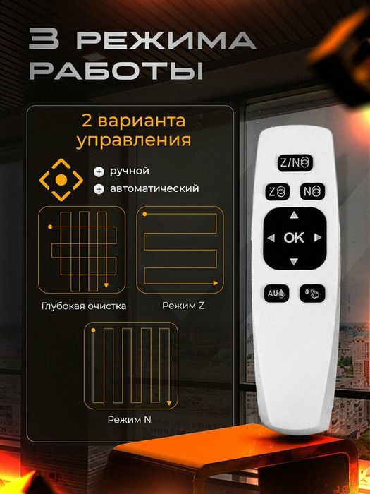Робот-мойщик окон, 4 распылителя, дистанционное управление, белый/кори