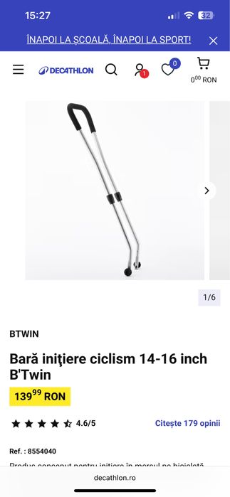 Bară iniţiere ciclism 14-16 inch B'Twin
