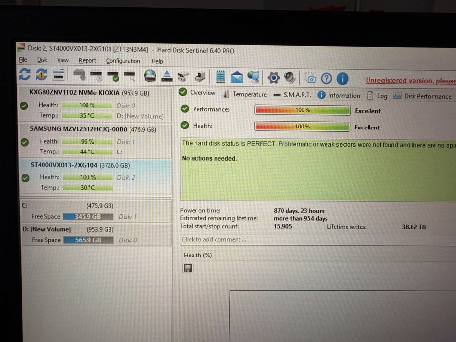 Hdd seagate skyhawk 4 tb 100% sanatate