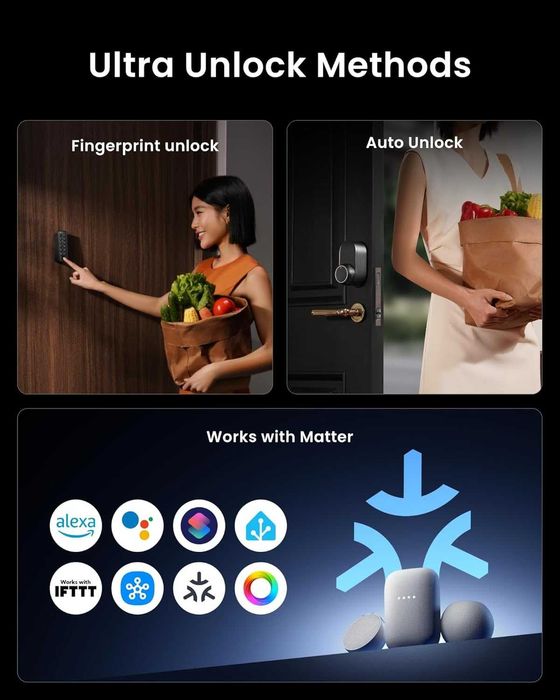 Умна брава SwitchBot Lock Ultra Touch пръстов отпечатък Matter WiFi