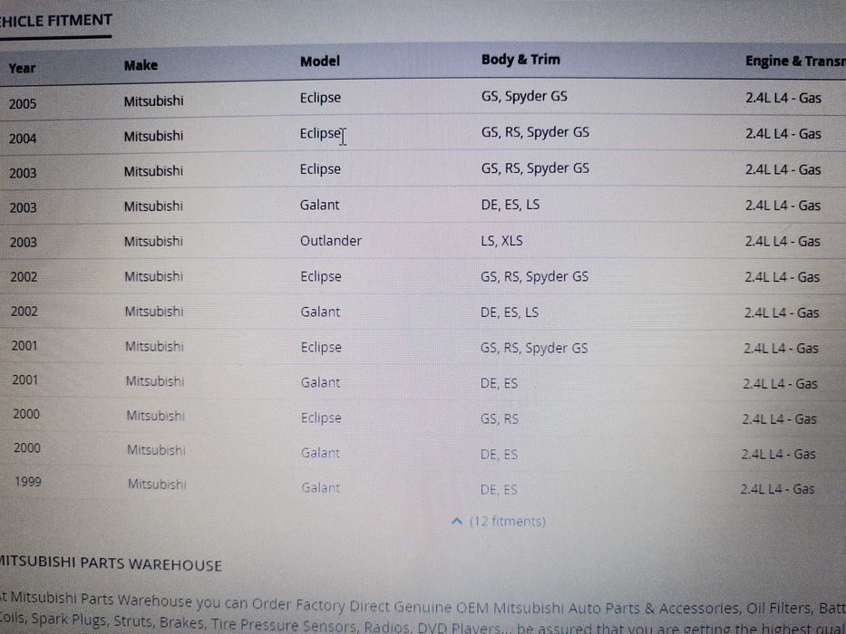 Оригинална гарнитура капак Мицубиши Галант Еклипс Аутлендер 2,4 бензин
