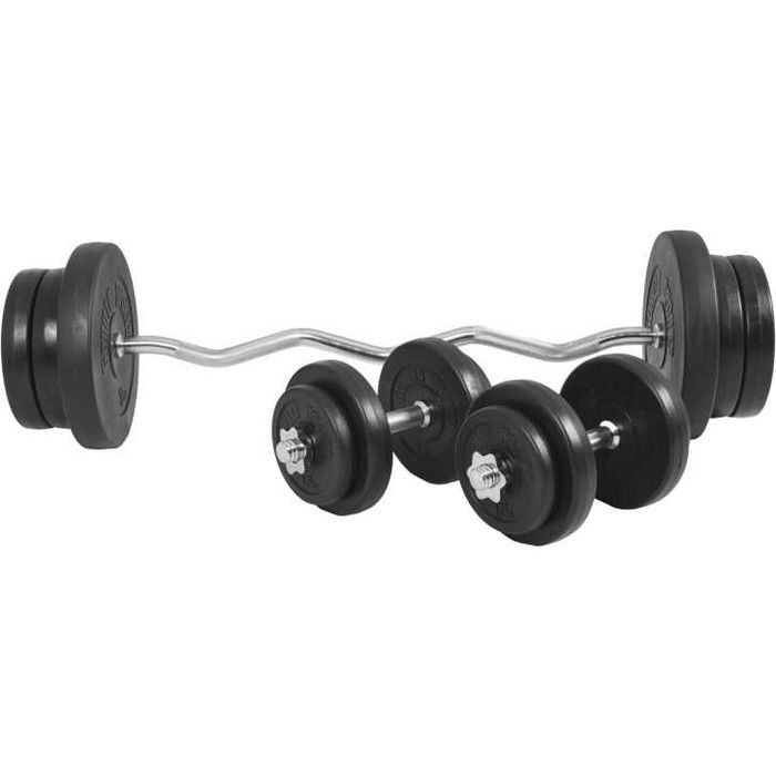 Set bară SZ și gantere cu greutăți 70 kg cu piulițe