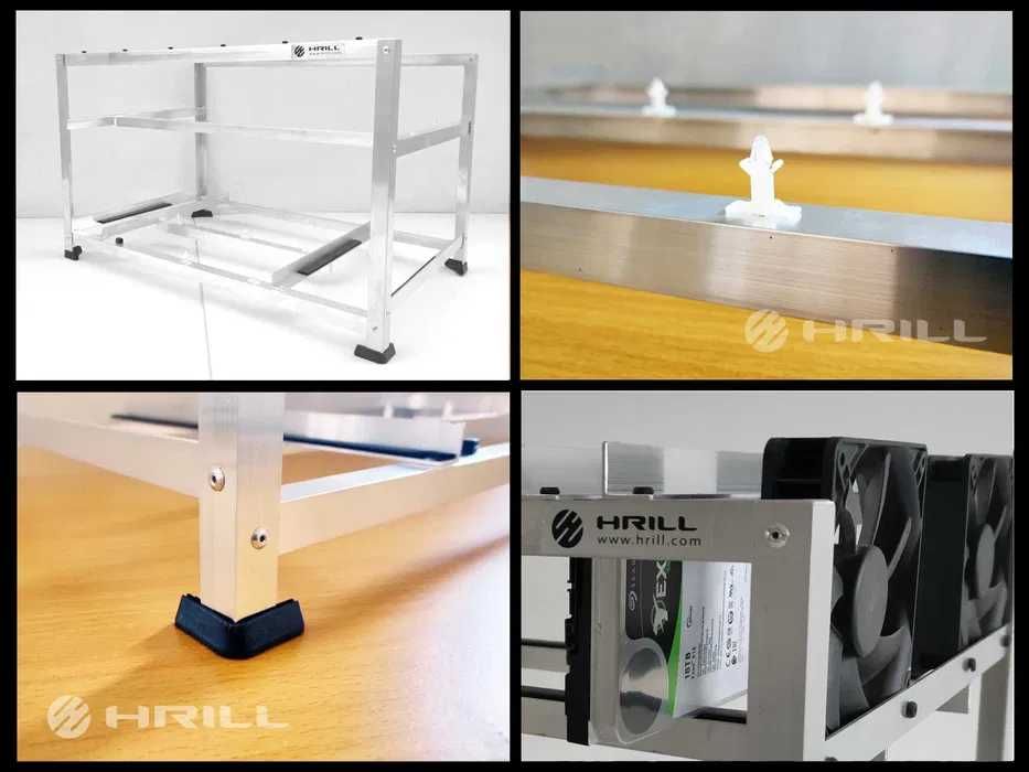 Стойка за AI компютър майнинг алуминиева рамка кейс шаси риг кутия