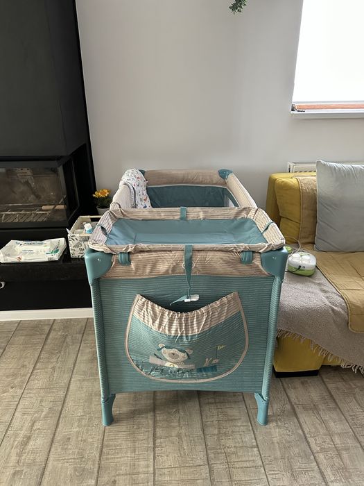 Patut pliabil 120x60 Bebe Royal Turcoaz cu 2 nivele