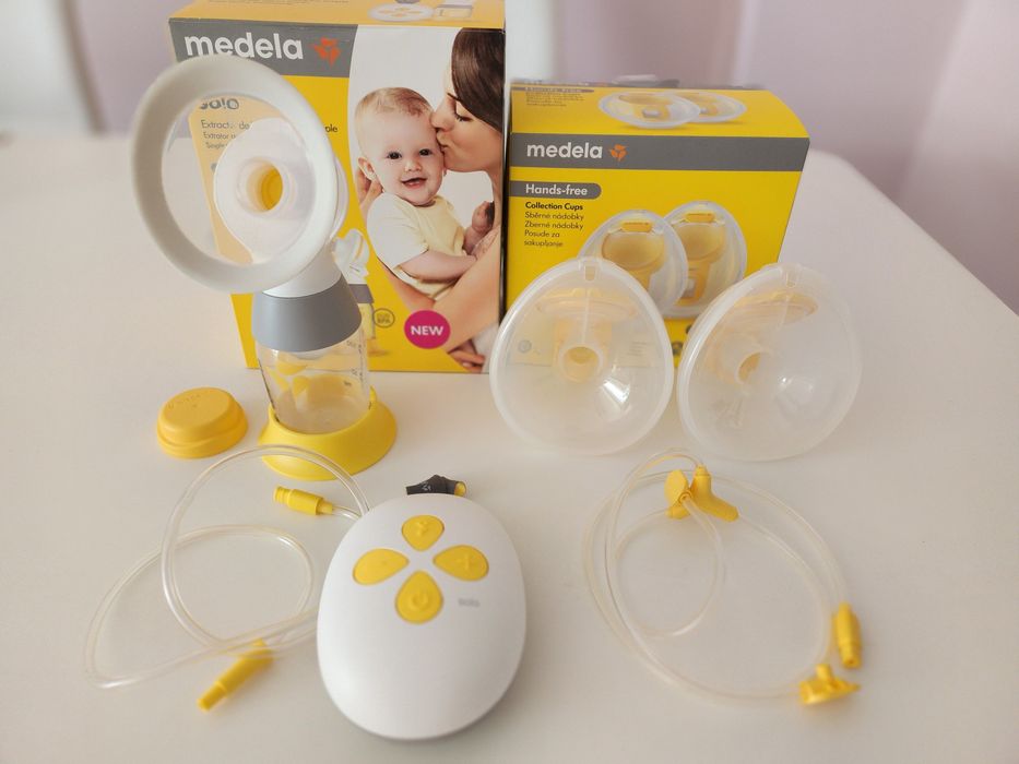 Помпа за кърма MEDELA Solo Единична двуфазна електрическа помпа за кърма + 1бр. шише и 1бр. фуния