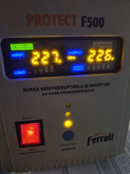 UPS Invertor Ferroli Protect F500 500W / 800VA Sinus Pur – 12V