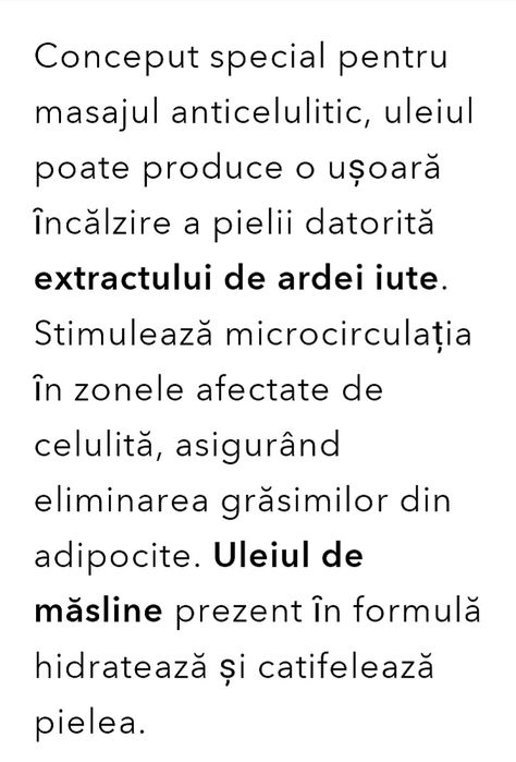 Ulei anticelulită termoacitiv