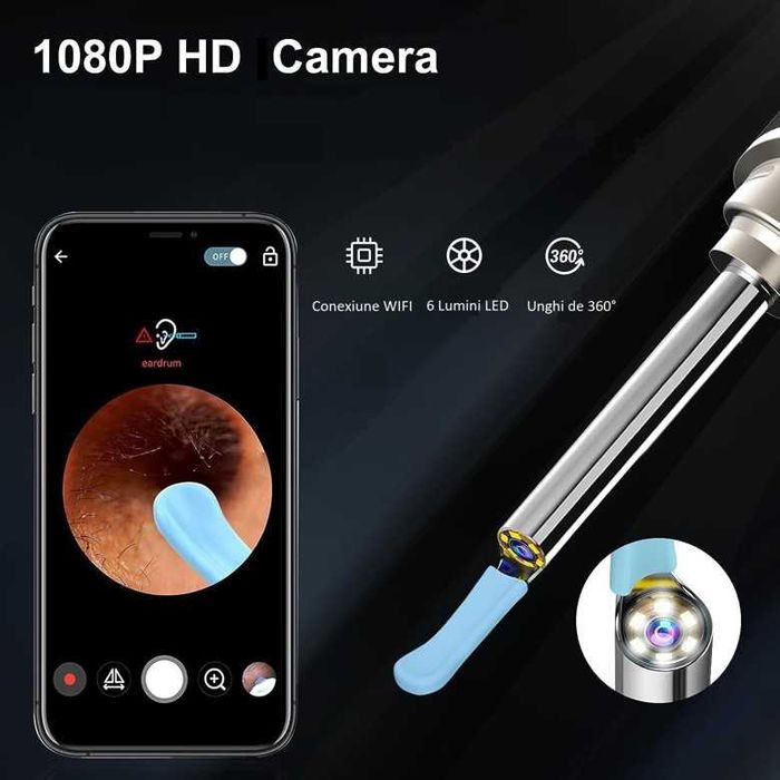 Kit Profesional Curatare Ceara Urechi Siegdorn | Otoscop HD 1080P cu LED
