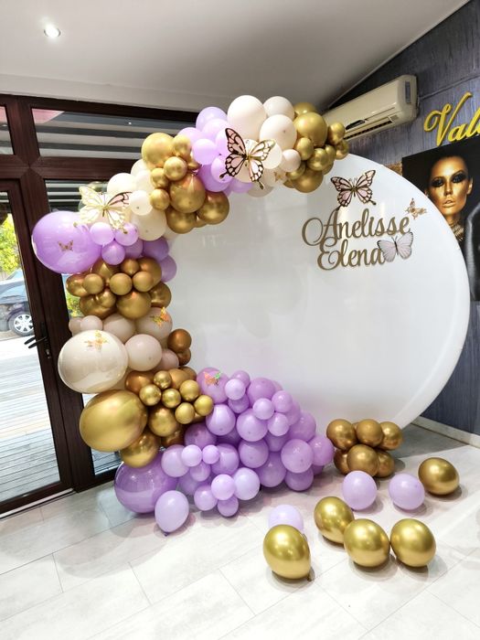 Arcadă baloane/aranjament cristelniță/cifre volumetrice/paiete