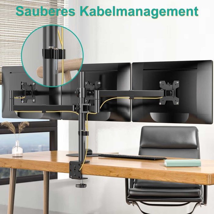 Suport 3 monitoare WALI M003S, 13-27", VESA 75/100