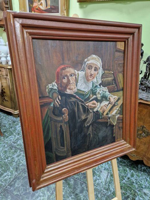 Прекрасна антикварна белгийска картина масло върху платно