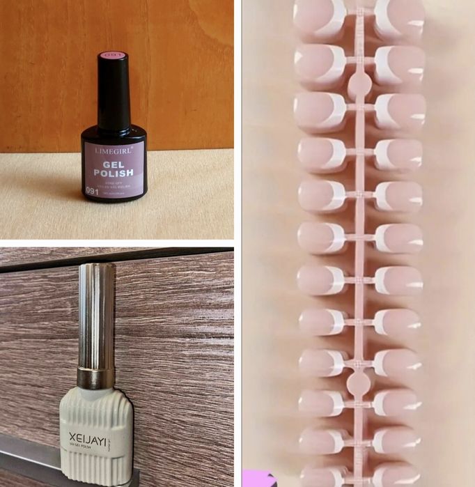 Комплект 2 бр  UV гел лака - изграждащ + прозрачен + 30 бр. нокти