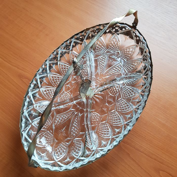 Vas cristal cu suport argintat