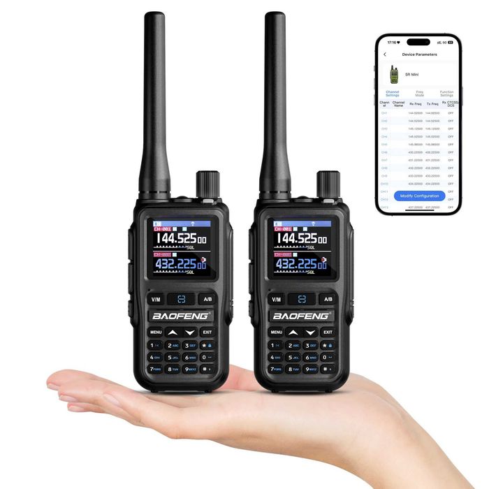 Комплект 2 броя радиостанции уоки токи BAOFENG UV-5R Mini 2200mAh