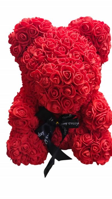 Мече от рози, 25см с подаръчна кутия в 3 цвята