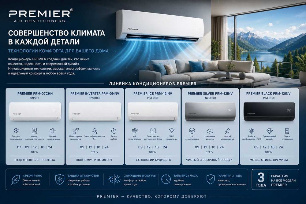 Кондиционер PREMIER Optom va Donaga NDS va Rassrochka