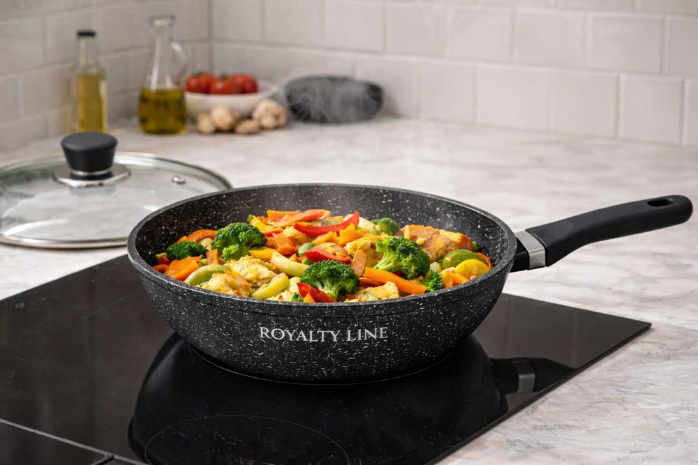 Wok din aluminiu turnat cu acoperire marmura 28 cm Royalty Line