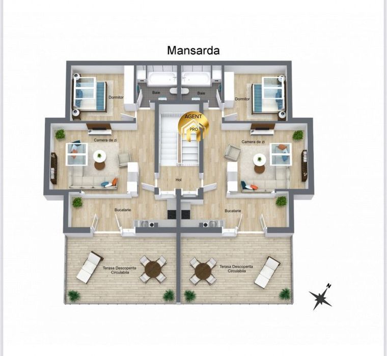 Apartamente Premium 2 camere -Mansarda cu Terasa 27mp - Otopeni Odaile