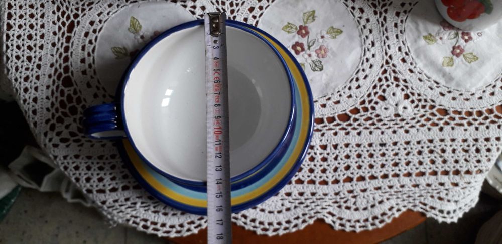 Bol cu toarta si farfurie curcubeu