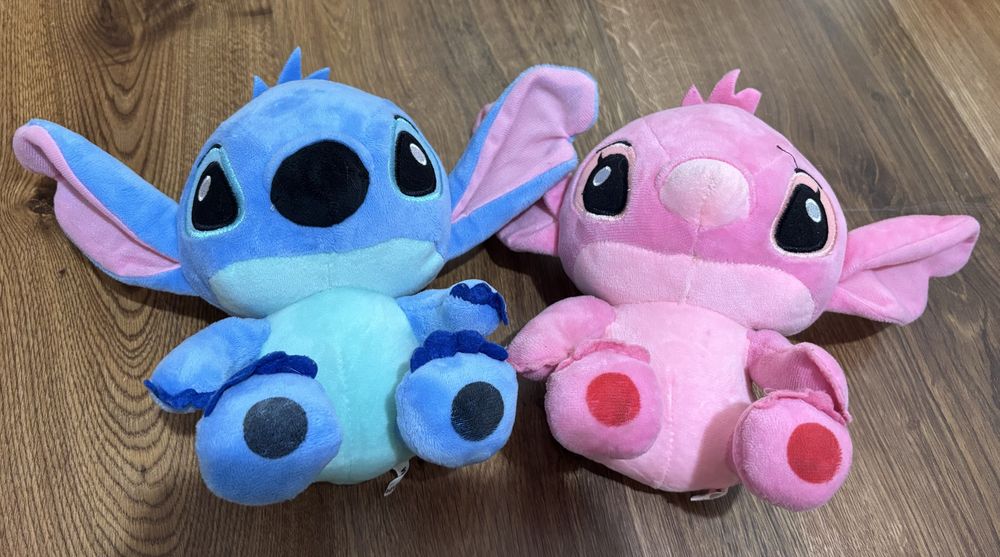 Set 2 jucării de pluș Stitch și Angel
