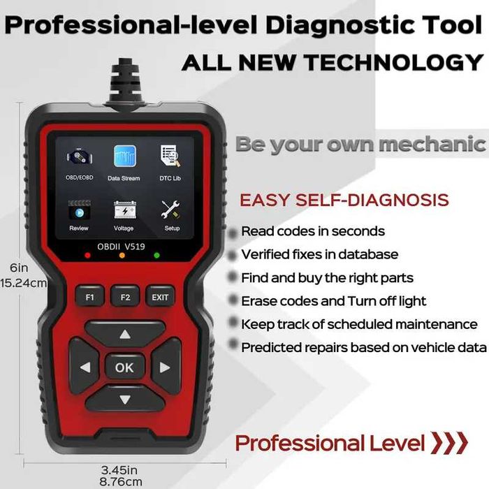 Професионален автомобилен диагностичен кодочетец Full OBD2 EOBD