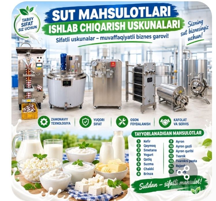 Sutni qayta ishlash uskunalari Gomagenazator Qozon Tank axladetil