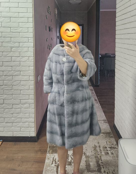 Норковая шуба, голубая